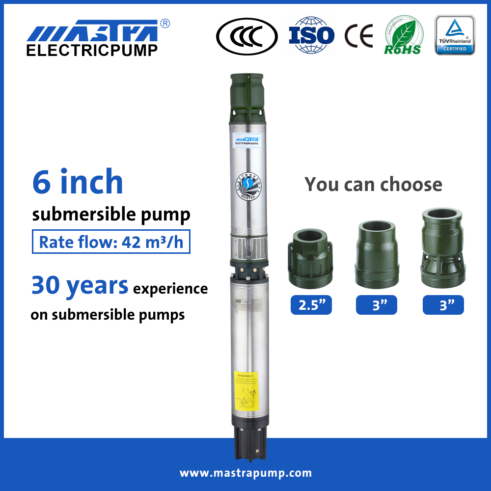 Bomba de pozo sumergible eléctrica Mastra de 6 pulgadas R150-GS Lista de precios de bomba sumergible de 15 hp