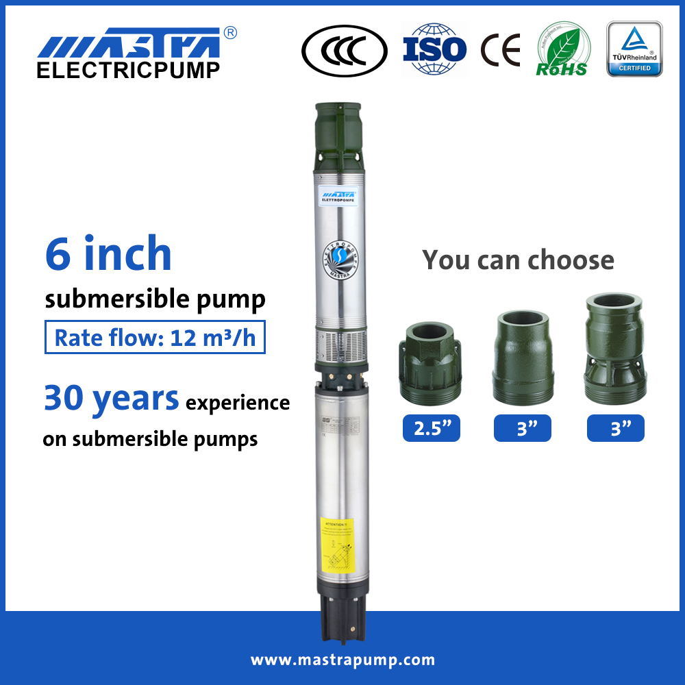 Mastra 6 pulgadas de 600 GPH Bomba sumergible R150 BS sumergible de riego de agua Bomba de agua