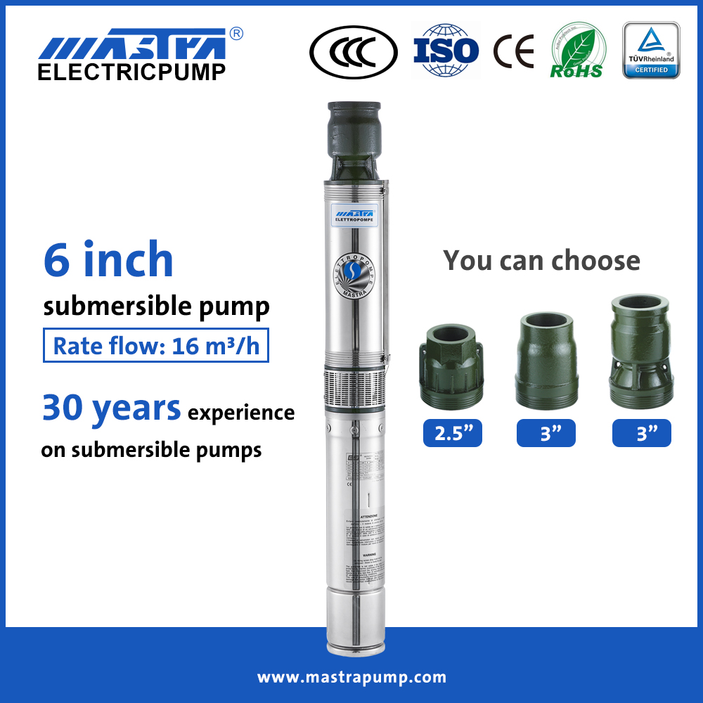 Mastra bomba de agua sumergible de CA de 6 pulgadas R150-CS bombas de riego de alta presión