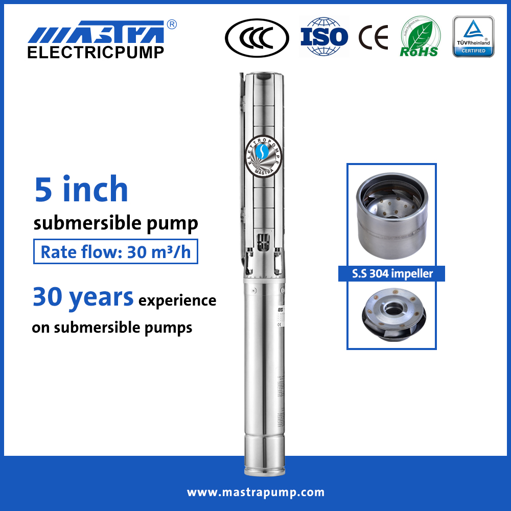 La bomba de pozo sumergible de acero inoxidable Mastra de 5 pulgadas suministra la bomba de agua sumergible 5SP tsurumi